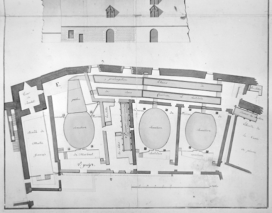 Berne de Martenet à rapporter dans l'emplacement cy devant occupé par les ouvroirs de Comtesse et Chatelin [... : plan]. © Région Bourgogne-Franche-Comté, Inventaire du patrimoine