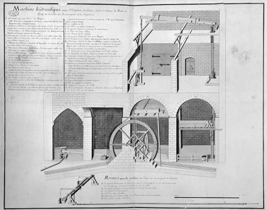 "Machine hidraulique pour l'élévation des eaux salées et douces du puits à Grey et de celles de Beauregard et de Rozières". © Région Bourgogne-Franche-Comté, Inventaire du patrimoine