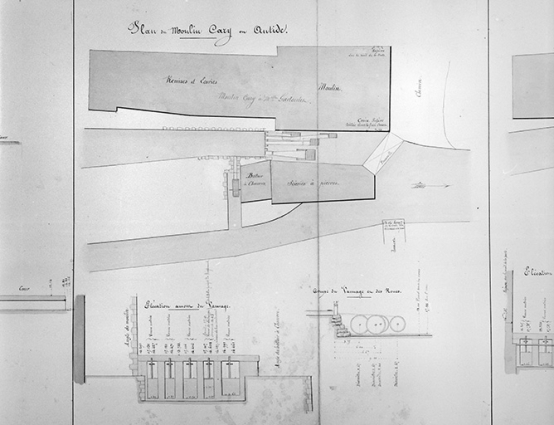 Réglementation des usines [...] Plans et dessins de détail : détail du moulin Cary. © Région Bourgogne-Franche-Comté, Inventaire du patrimoine