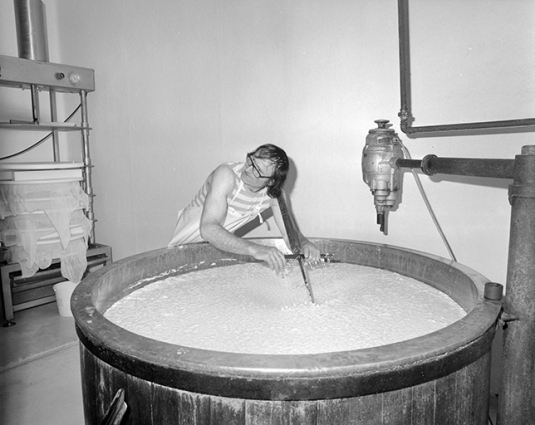 Décaillage au tranche-caillé manuel. © Région Bourgogne-Franche-Comté, Inventaire du patrimoine