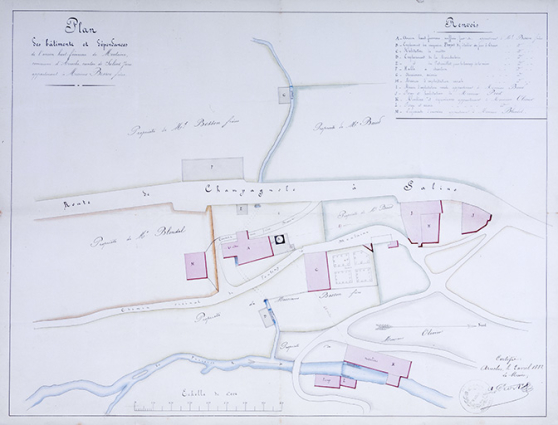 Plan et dépendances de l'ancien haut-fourneau de Moutaine [...]. © Région Bourgogne-Franche-Comté, Inventaire du patrimoine