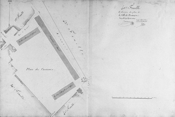 Plan d'alignement, feuille n° 40 : casernes Saint-Paul. © Région Bourgogne-Franche-Comté, Inventaire du patrimoine