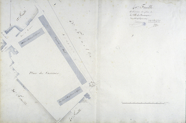 Plan d'alignement, feuille n° 40 : casernes Saint-Paul. © Région Bourgogne-Franche-Comté, Inventaire du patrimoine