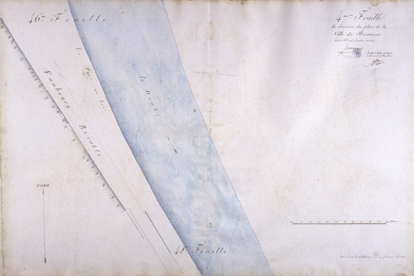 Plan d'alignement, feuille n° 47 : le Doubs le long du faubourg Rivotte. © Région Bourgogne-Franche-Comté, Inventaire du patrimoine