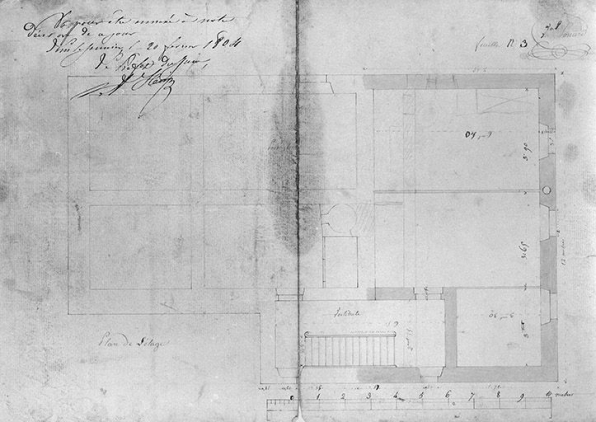 Projet de construction d'une maison d'école : plan de l'étage, 1833. © Région Bourgogne-Franche-Comté, Inventaire du patrimoine