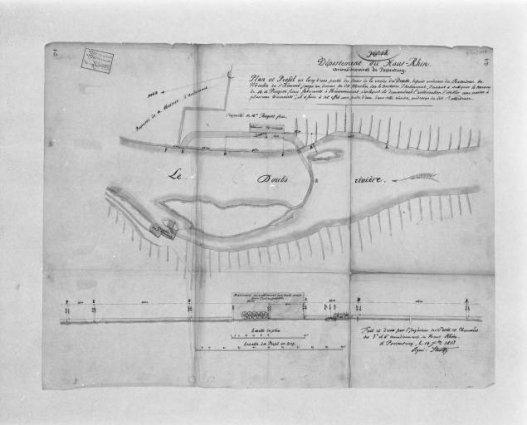 Plan et profil en long d'une partie du cours de la rivière du Doubs [...]. © Région Bourgogne-Franche-Comté, Inventaire du patrimoine
