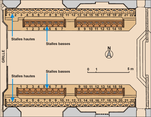 Plan des stalles. © Région Bourgogne-Franche-Comté, Inventaire du patrimoine