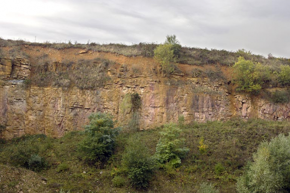 Front de taille montrant la coloration de la roche. © Région Bourgogne-Franche-Comté, Inventaire du patrimoine