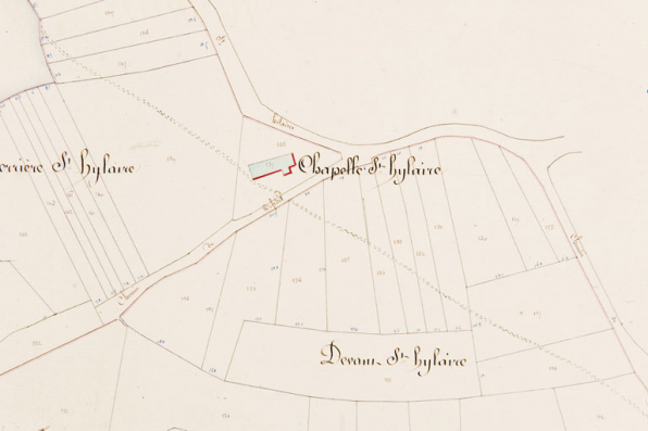 [Plan cadastral napoléonien de la commune de Rougemont. Section A de St Hylaire, 1ère feuille. Détail]. 1831. © Région Bourgogne-Franche-Comté, Inventaire du patrimoine