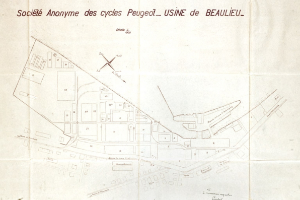 Société Anonyme des Cycles Peugeot - Usine de Beaulieu. [Plan de l'usine]. © Région Bourgogne-Franche-Comté, Inventaire du patrimoine