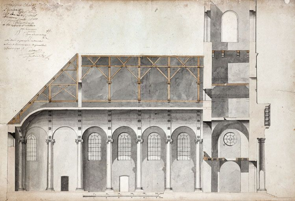 [Coupe longitudinale de l'église]. S.d. [1789]. © Région Bourgogne-Franche-Comté, Inventaire du patrimoine