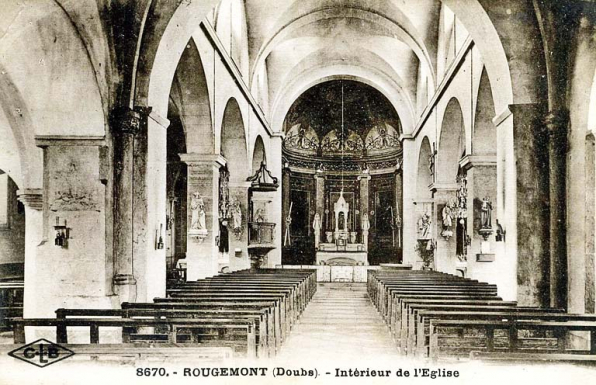 8670. - Rougemont (Doubs). - Intérieur de l'Eglise. S.d. [1ère moitié 20e siècle]. © Région Bourgogne-Franche-Comté, Inventaire du patrimoine