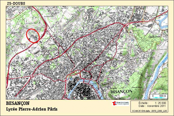 Carte de localisation. Carte topographique, IGN, 2011, dalle 0870-2260-L2E, échelle 1:25 000 © Région Bourgogne-Franche-Comté, Inventaire du patrimoine