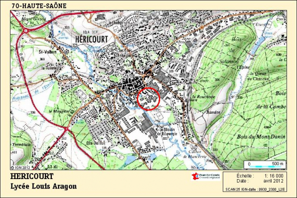 Carte de localisation. Carte topographique, IGN, 2012, dalle 0930-2300-L2E, échelle 1:16 000. © Région Bourgogne-Franche-Comté, Inventaire du patrimoine