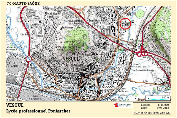 Carte de localisation. Carte topographique, IGN, 2012, dalle 0880-2300-L2E, échelle 1:16 000. © Région Bourgogne-Franche-Comté, Inventaire du patrimoine Carte de localisation. Carte topographique, IGN, 2012, dalle 0880-2300-L2E, échelle 1:16 000. © Région Bourgogne-Franche-Comté, Inventaire du patrimoine