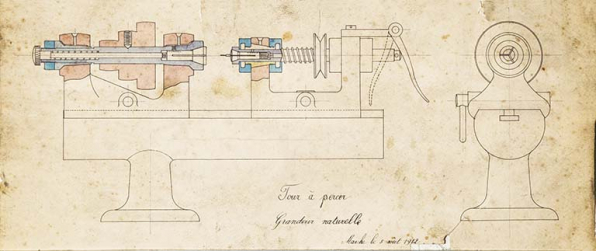 Tour à percer. Grandeur naturelle, 5 août 1912. © Région Bourgogne-Franche-Comté, Inventaire du patrimoine