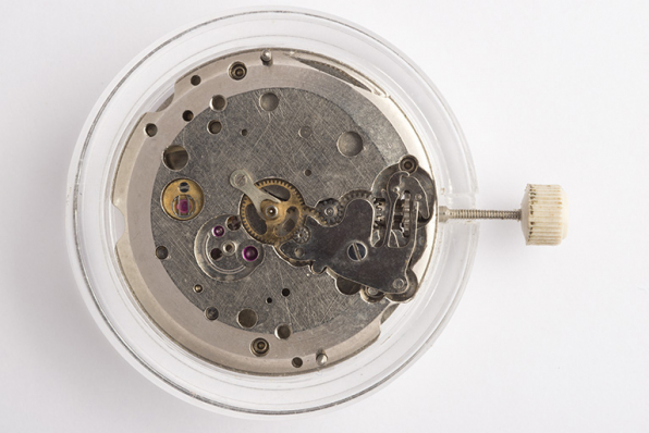 Mouvement de montre mécanique France Ebauches FE 140 (côté cadran). © Région Bourgogne-Franche-Comté, Inventaire du patrimoine Mouvement de montre mécanique France Ebauches FE 140 (côté cadran). © Région Bourgogne-Franche-Comté, Inventaire du patrimoine