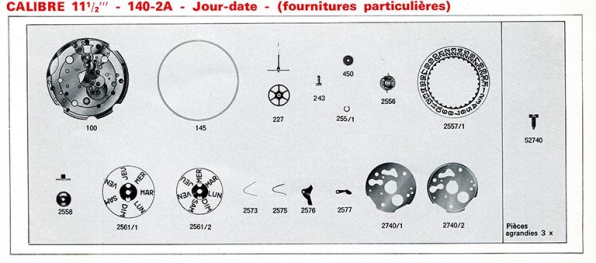 Calibre 11 1/2''' - 140-2A - Jour-date - (fournitures particulières), 1973. © Région Bourgogne-Franche-Comté, Inventaire du patrimoine Calibre 11 1/2''' - 140-2A - Jour-date - (fournitures particulières), 1973. © Région Bourgogne-Franche-Comté, Inventaire du patrimoine