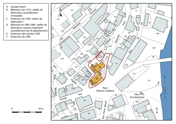 Plan-masse et de situation, avec datation. © Région Bourgogne-Franche-Comté, Inventaire du patrimoine Plan-masse et de situation, avec datation. © Région Bourgogne-Franche-Comté, Inventaire du patrimoine