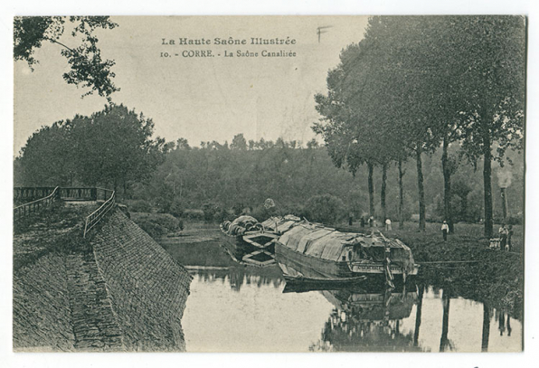 Corre. La Saône canalisée. Carte postale. © Région Bourgogne-Franche-Comté, Inventaire du patrimoine