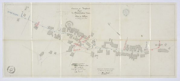 Projet de distribution d'eau. [plan] 1900 © Région Bourgogne-Franche-Comté, Inventaire du patrimoine