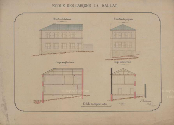 Plans de l'école des garçons © Région Bourgogne-Franche-Comté, Inventaire du patrimoine