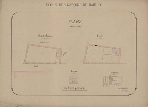 Plans en coupe de l'école des garçons de Baulay © Région Bourgogne-Franche-Comté, Inventaire du patrimoine Plans en coupe de l'école des garçons de Baulay © Région Bourgogne-Franche-Comté, Inventaire du patrimoine