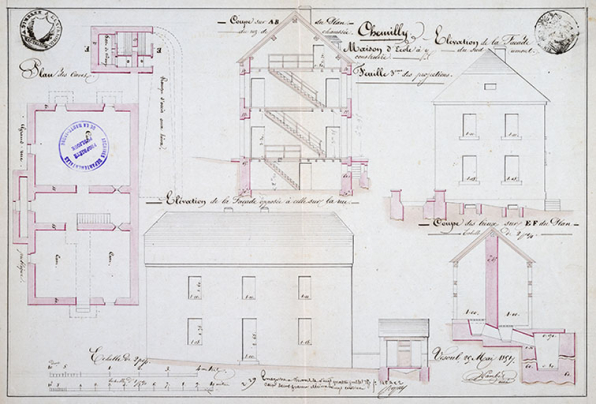 Plans de la maison d'école à construire, 1851 © Région Bourgogne-Franche-Comté, Inventaire du patrimoine