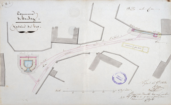 plan de situation, fontaines "du bas" et "du milieu" © Région Bourgogne-Franche-Comté, Inventaire du patrimoine
