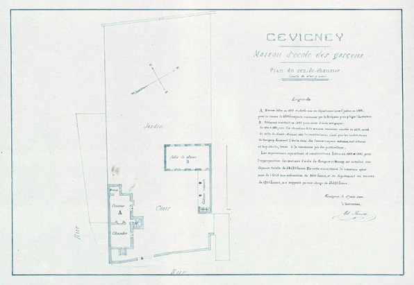 Plan de l'école réalisé en 1888. © Archives départementales de la Haute-Saône
