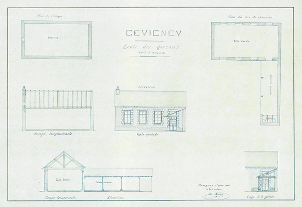 Plan de l'école réalisé en 1888. © Archives départementales de la Haute-Saône