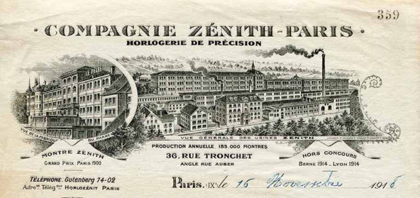 Papier à en-tête de la Compagnie Zénith-Paris, 16 novembre 1918. © Région Bourgogne-Franche-Comté, Inventaire du patrimoine Papier à en-tête de la Compagnie Zénith-Paris, 16 novembre 1918. © Région Bourgogne-Franche-Comté, Inventaire du patrimoine