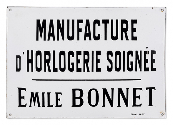 Plaque de l'atelier (collection particulière : Henri Bonnet, Fournet-Luisans). © Région Bourgogne-Franche-Comté, Inventaire du patrimoine