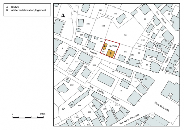 Plan-masse et de situation. Extrait du plan cadastral, 2018, section AC, 1/1 000. © Région Bourgogne-Franche-Comté, Inventaire du patrimoine
