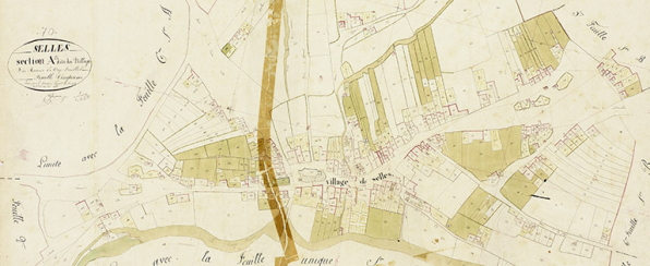 Plan du village extrait du plan cadastral, 1830. © Région Bourgogne-Franche-Comté, Inventaire du patrimoine