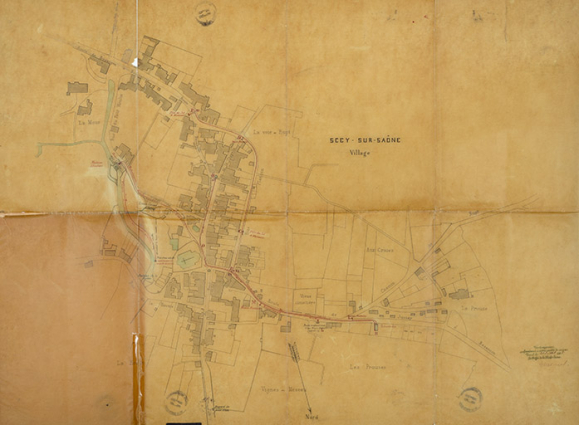 [Plan de la conduite du Petit Moulin vers le quartier de La Prouse]. 1906. © Région Bourgogne-Franche-Comté, Inventaire du patrimoine