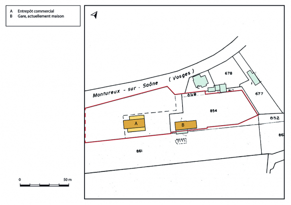 Plan-masse et de situation. Extrait du plan cadastral, 2019. © Région Bourgogne-Franche-Comté, Inventaire du patrimoine