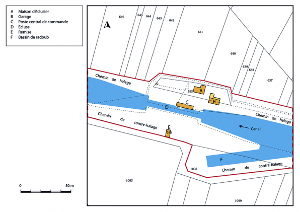 Plan-masse et de situation. Extrait du plan cadastral, 2019. © Région Bourgogne-Franche-Comté, Inventaire du patrimoine