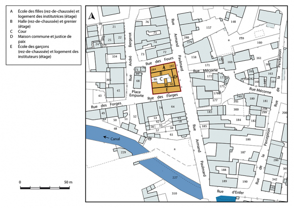 Plan-masse et de situation. Extrait du plan cadastral, 2019. © Région Bourgogne-Franche-Comté, Inventaire du patrimoine