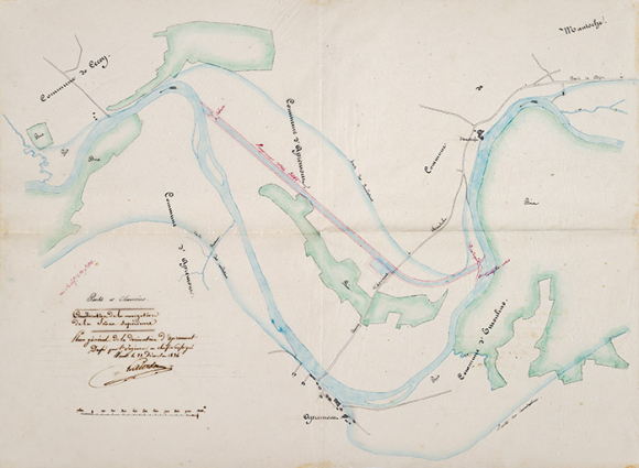 Plan général de la dérivation d'Apremont (1836). © Région Bourgogne-Franche-Comté, Inventaire du patrimoine