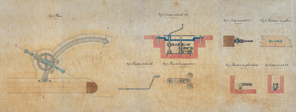 Achèvement de la dérivation de St-Albin (en aval du souterrain) - appareil de manœuvre des portes de l'écluse (1876). © Région Bourgogne-Franche-Comté, Inventaire du patrimoine