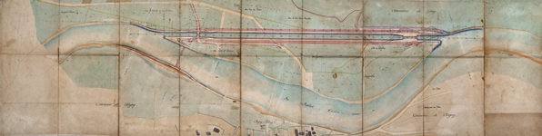 Bief de Rigny. Construction d'une dérivation éclusée, d'un barrage mobile et d'un chemin de halage. Plan général (1876).  © Région Bourgogne-Franche-Comté, Inventaire du patrimoine