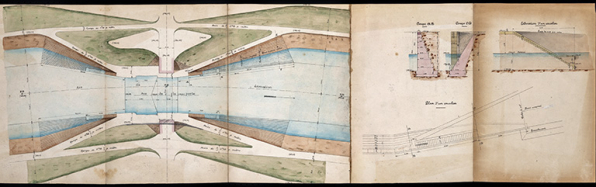 Plan des abords de la porte de garde et dessin des maçonneries (1922). © Région Bourgogne-Franche-Comté, Inventaire du patrimoine