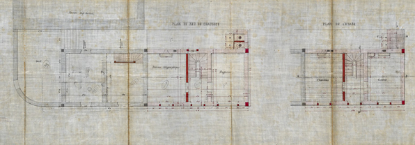 Achèvement du bief de Gray - Agrandissement de la maison éclusière, dessins d’exécution (1883). © Région Bourgogne-Franche-Comté, Inventaire du patrimoine