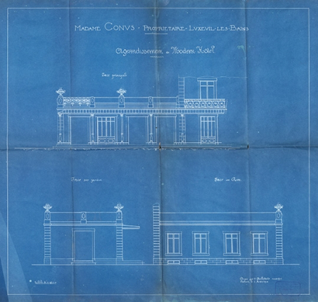Élévations du rez-de-chaussée de l’agrandissement de 1906. © Région Bourgogne-Franche-Comté, Inventaire du patrimoine