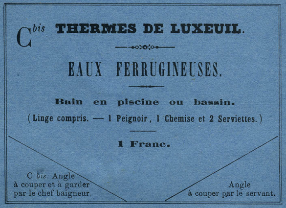 Ticket pour un bain en piscine ou bassin. © Région Bourgogne-Franche-Comté, Inventaire du patrimoine