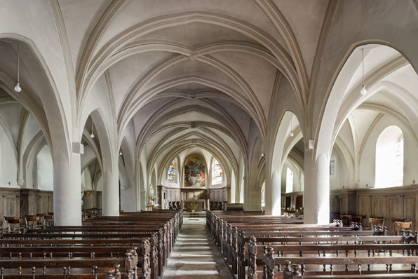 La nef et le choeur vus depuis l'entrée en 2021. © Région Bourgogne-Franche-Comté, Inventaire du patrimoine