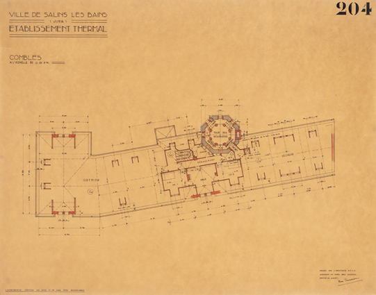 Projet de René Tournier (1934), plan des combles. © Région Bourgogne-Franche-Comté, Inventaire du patrimoine