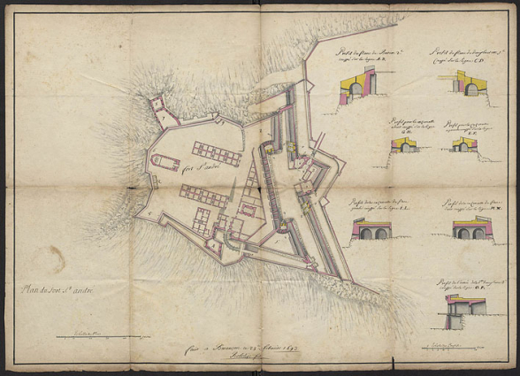 Plan du fort St-André. 28 février 1693. © Service historique de la Défense