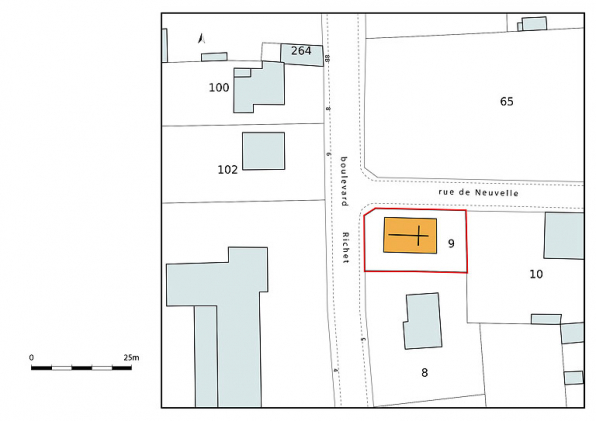 Plan-masse et de situation, extrait du plan cadastral (2021). © Région Bourgogne-Franche-Comté, Inventaire du patrimoine